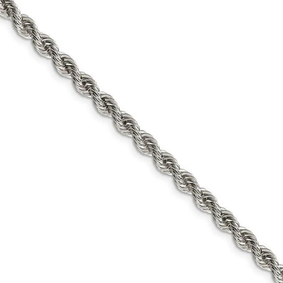 4.25mm Sterling Silver Solid Rope Chain Necklace 22 Inch